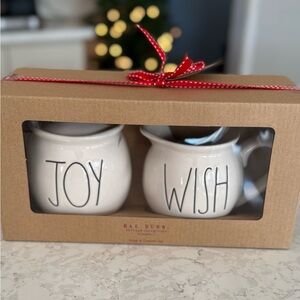 NIB Rae Dunn Holiday JOY & WISH Sugar & Creamer set
